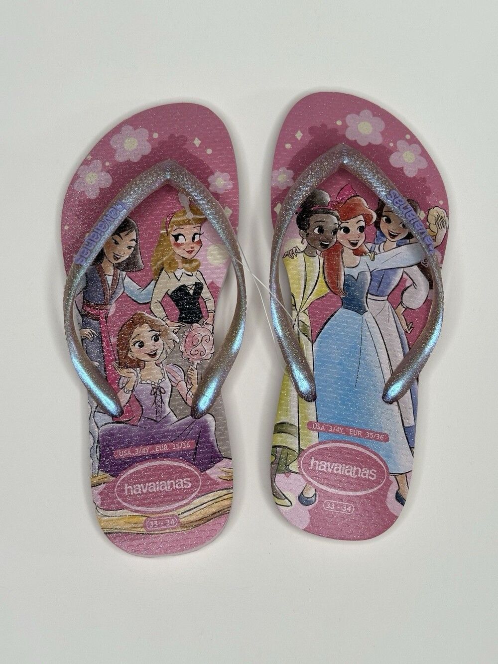 Disney Princesses Havaianas Girls 3y/4y Flip Flops Sandals NEW Peony Rose
